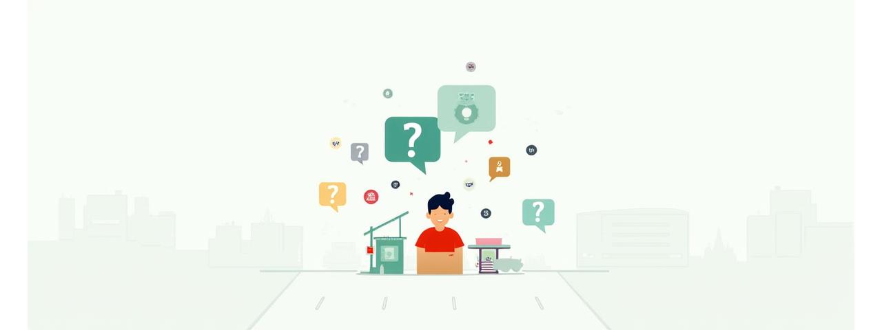 Ilustración de una persona con signos de interrogación y un sistema de telepeaje de fondo